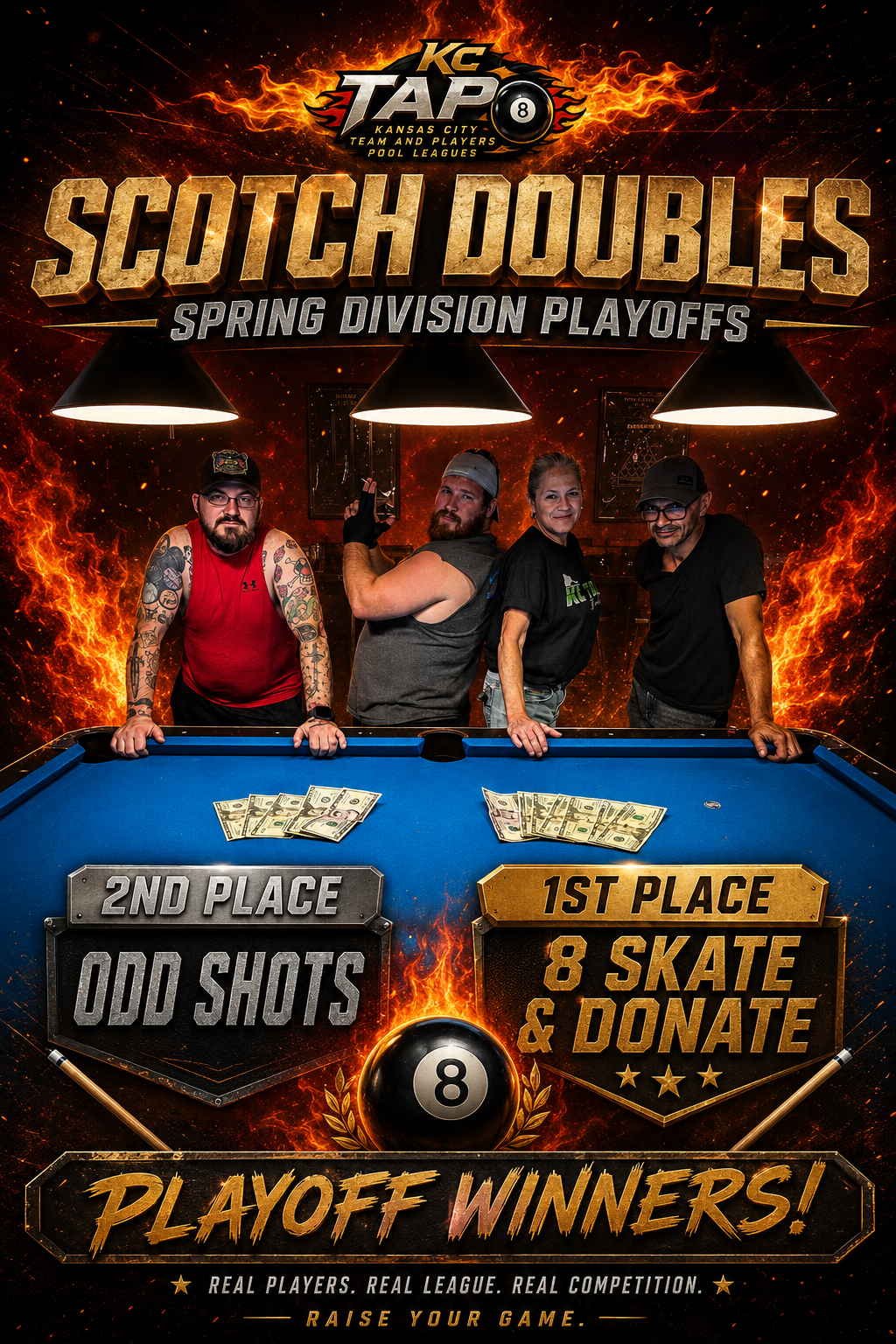 Triple Doubles Tavern 24 Spring 2026 Scotch Doubles League Playoff winning picture